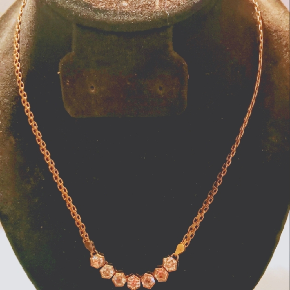 Sterling Silver 9.25 with Gold over with Zirconia Stone Size 18 inch Necklace.